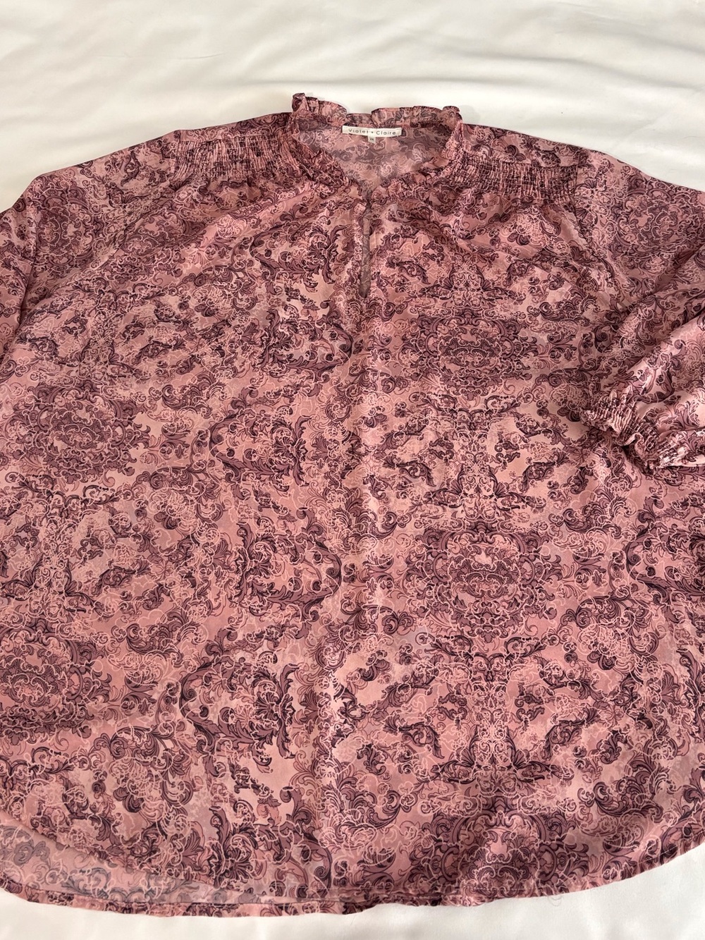 Violet & Claire Dusty Rose Paisley Blouse